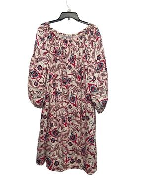 Trenery paisley pattern dress pink and blue linen blend Size 18